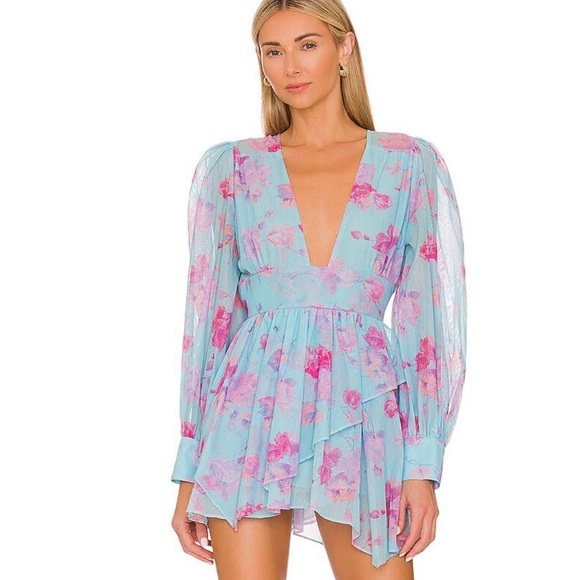 LoveShackFancy Blue Floral Mini Dress - Picture 12 of 15